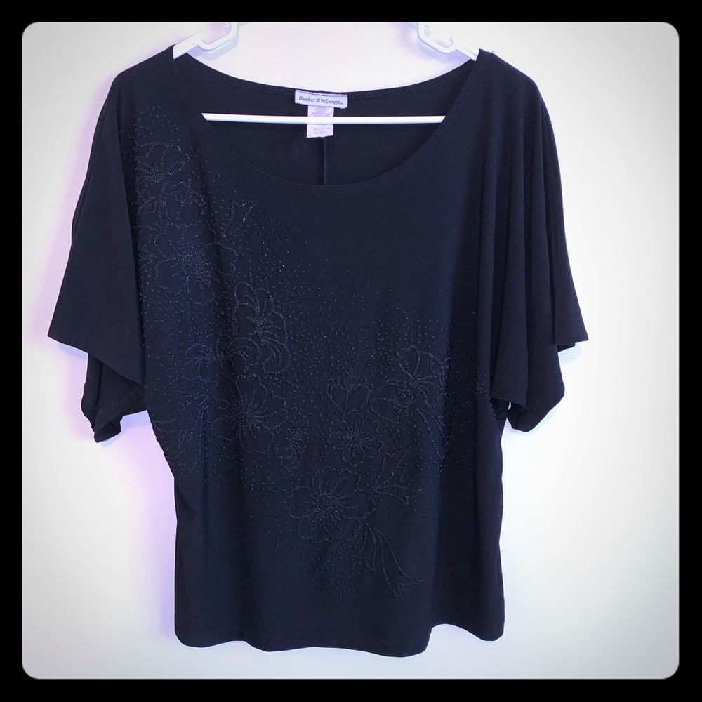 🌷Bleeker & McDougal Beaded Black Top XLP